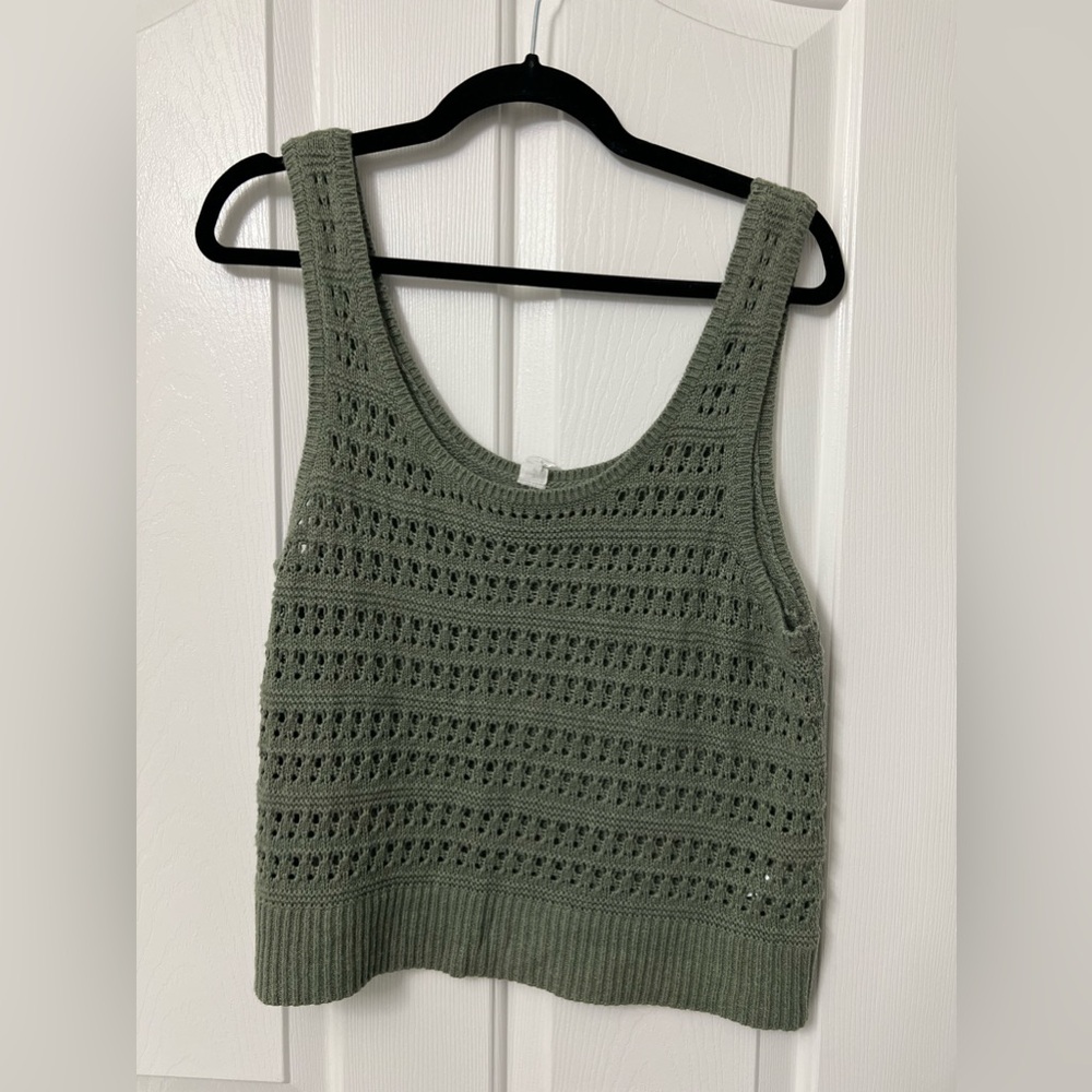 Old Navy Sage Green Crocheted Knit Tank Top